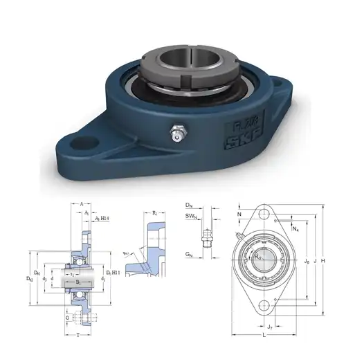 Y-bearings - หน้าแปลนรูปไข่ล็อกด้วย Adapter sleeve