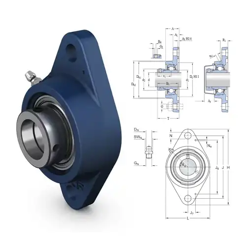 Y-bearings - หน้าแปลนรูปไข่ล็อกด้วย locking collar