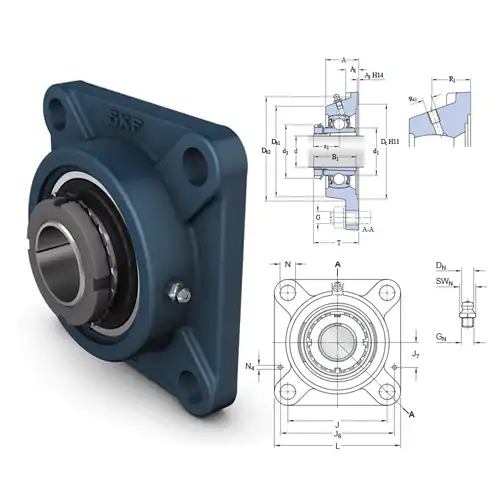 SKF Y-bearings - หน้าแปลนวงกลมล็อกด้วย Adapter sleeve